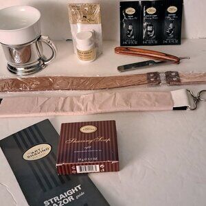 7-Piece Straight Razor and Leather Sharpening Strop Shaving Kit